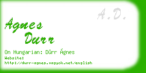 agnes durr business card